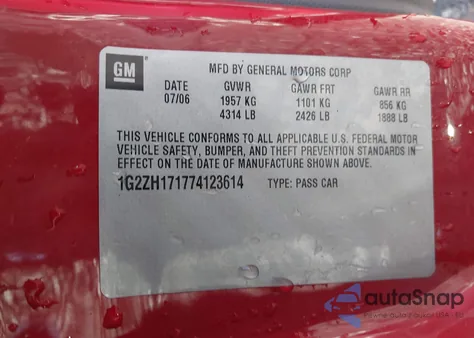 2007 Pontiac G6 Gt z USA, uszkodzony, nr VIN 1G2ZH171774123614